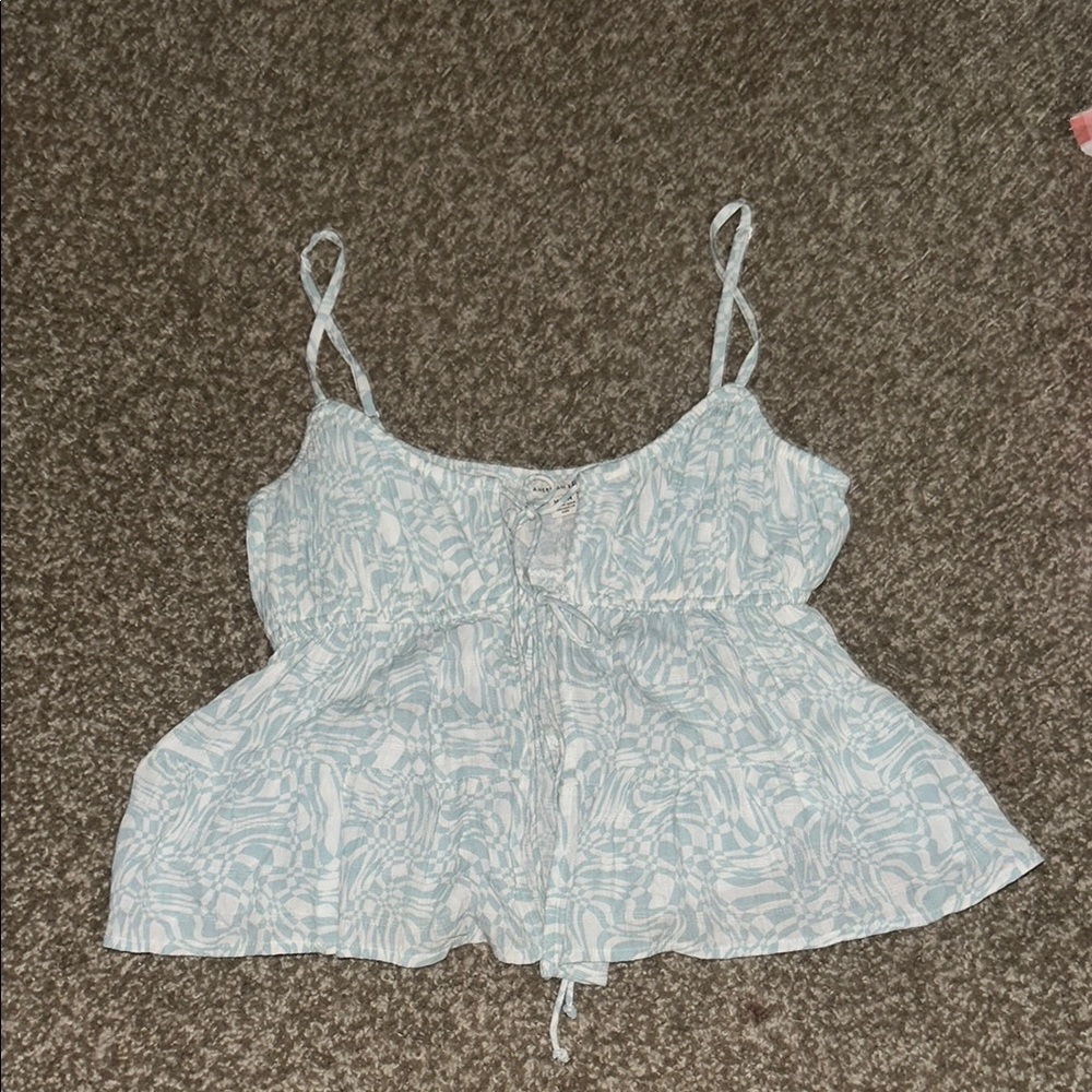 American Eagle Outfitters Cream Tie Front Peplum Camisole